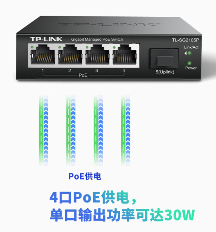 TP-LINK 5口全千兆Web網(wǎng)管PoE交換機