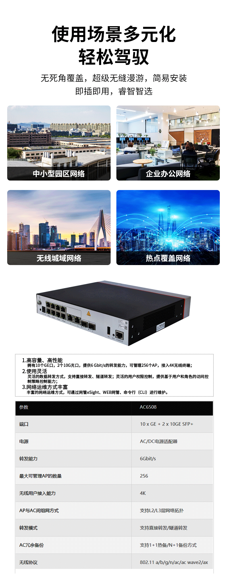 華為 AC6508 無(wú)線AC控制器