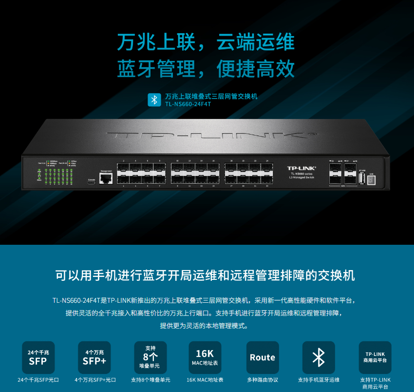 TP-LINK TL-NS660-24F4T 萬兆上聯(lián)三層網(wǎng)管交換機