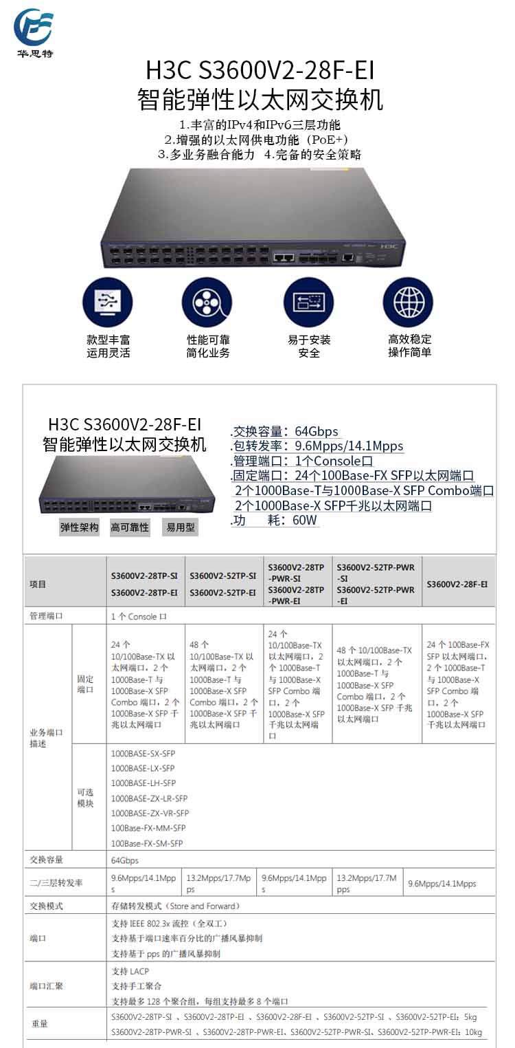 華三 24口百兆三層智能核心交換機(jī)