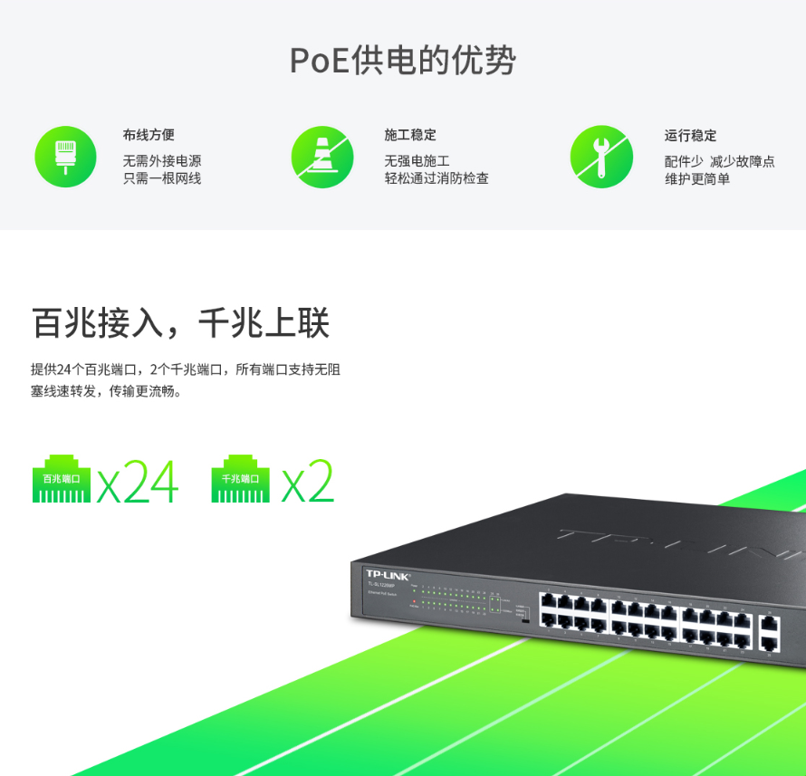 TP-LINK 千兆上聯(lián)以太網PoE交換機