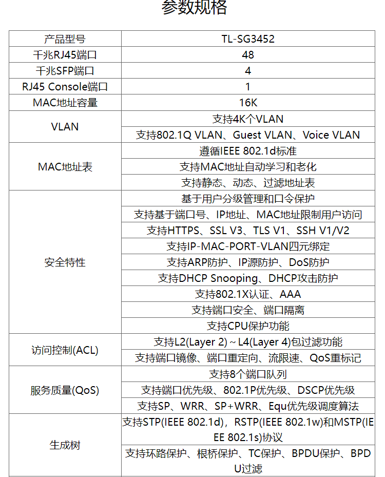 TP-LINK 48口全千兆二層網(wǎng)管核心交換機