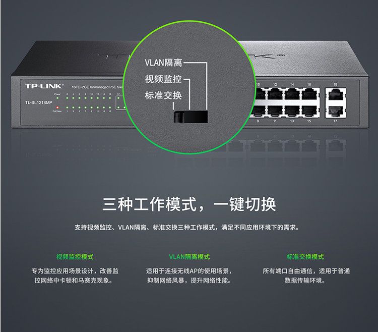 TP-LINK TL-SL1218MP 千兆上聯(lián)以太網(wǎng)交換機